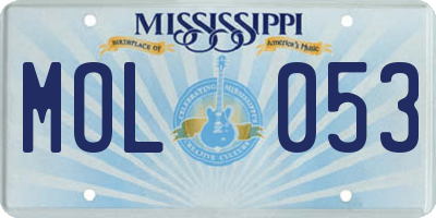 MS license plate MOL053
