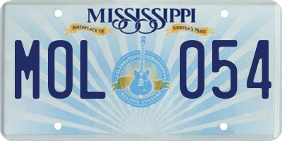 MS license plate MOL054