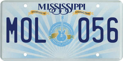 MS license plate MOL056