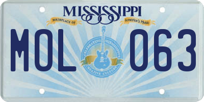 MS license plate MOL063