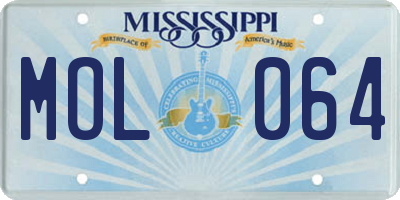 MS license plate MOL064
