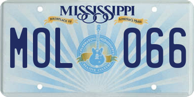 MS license plate MOL066