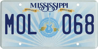 MS license plate MOL068