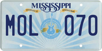 MS license plate MOL070