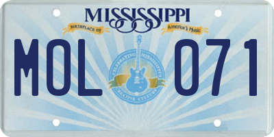 MS license plate MOL071