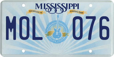 MS license plate MOL076