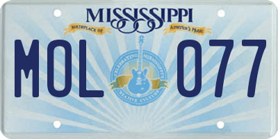MS license plate MOL077
