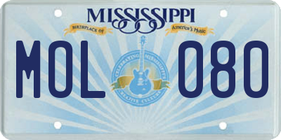 MS license plate MOL080