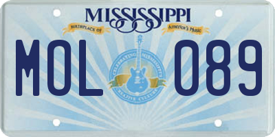 MS license plate MOL089