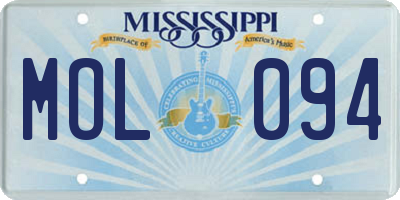 MS license plate MOL094