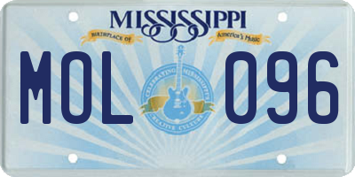 MS license plate MOL096