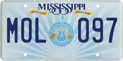 MS license plate MOL097