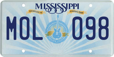MS license plate MOL098