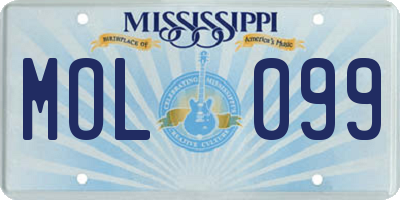 MS license plate MOL099