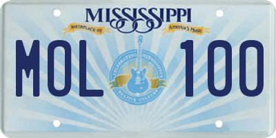 MS license plate MOL100