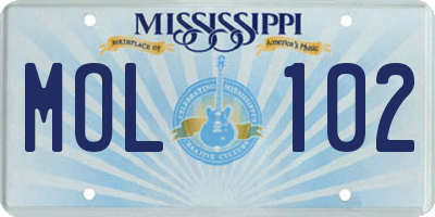 MS license plate MOL102