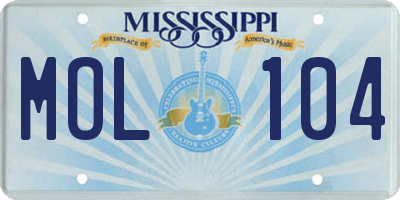 MS license plate MOL104
