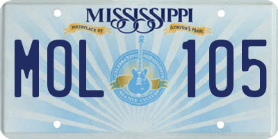 MS license plate MOL105