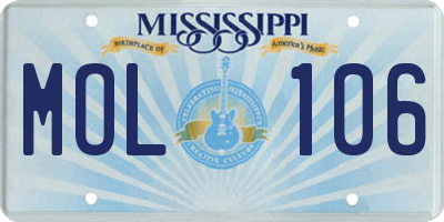 MS license plate MOL106