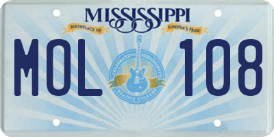 MS license plate MOL108