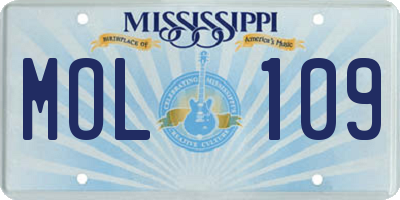 MS license plate MOL109