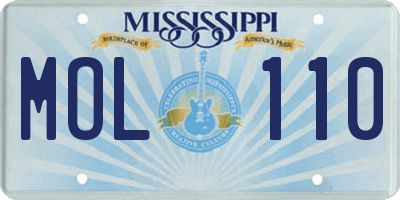 MS license plate MOL110