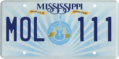 MS license plate MOL111