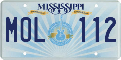 MS license plate MOL112