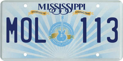MS license plate MOL113