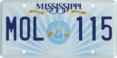 MS license plate MOL115