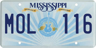 MS license plate MOL116