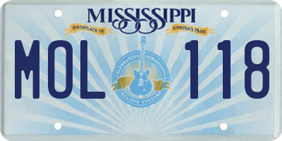 MS license plate MOL118