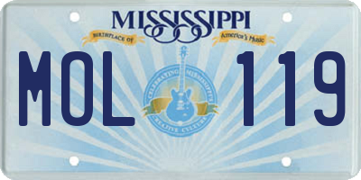 MS license plate MOL119