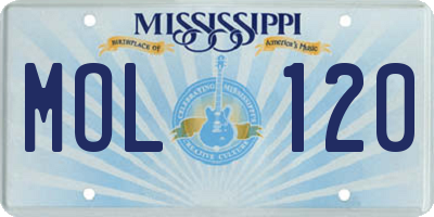 MS license plate MOL120