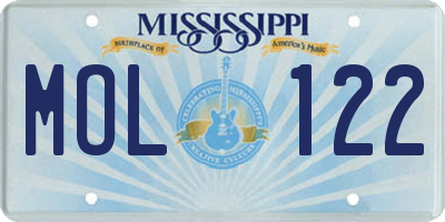 MS license plate MOL122