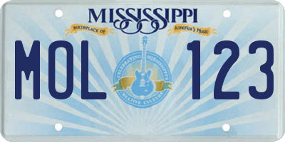 MS license plate MOL123
