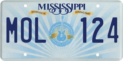 MS license plate MOL124