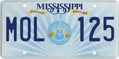 MS license plate MOL125
