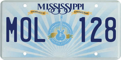 MS license plate MOL128