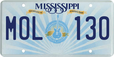 MS license plate MOL130