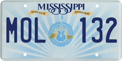 MS license plate MOL132