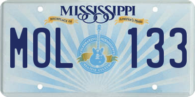 MS license plate MOL133