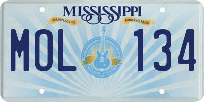 MS license plate MOL134