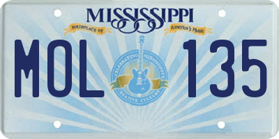 MS license plate MOL135