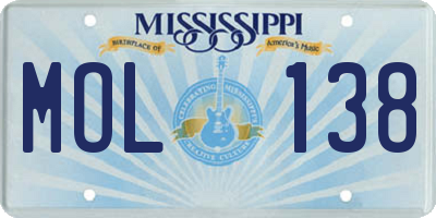 MS license plate MOL138