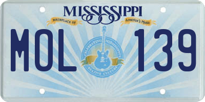 MS license plate MOL139