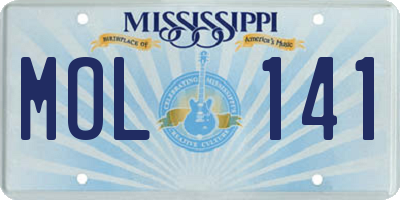 MS license plate MOL141