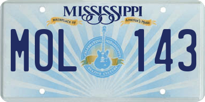 MS license plate MOL143
