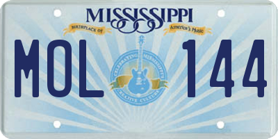 MS license plate MOL144