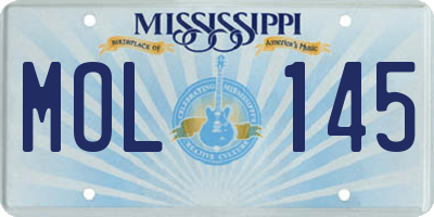 MS license plate MOL145